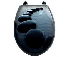 FRANDIS 191410 Abattant WC charniÃ¨res mÃ©tal dÃ©c. Galets, 38,5 x 46 x 6 cm