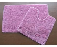 Dreamscene Uni Teinture Tapis de bain et contour WC, rose