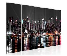 Tableau decoration murale La ville de New York 150 x 60 cm - XXL Impression sur Toile Salon Appartment 5 Parties - prÃªt Ã accrocher - 601956a