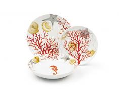 Excelsa Coral Service Assiettes 18Â PiÃ¨ces, Porcelaine, Rouge