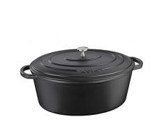 Kela 12474 Cocotte en Fonte Ã©maillÃ©e Ovale avec Couvercle, Bonne Conservation de la Chaleur, Compatible avec induction, 9,5 L, Noir, Calido