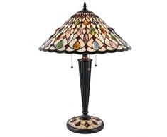 Lumilamp 5LL-5188 Tiffany Lampe de Table en Verre Style Vintage Multicolore à 46 x 62 cm E27 Max. 3 x 60 W