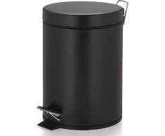 kela 22352 Poubelle cosmétique Aaron 5L en Métal Noir, 20,5 x 20,5 x 28 cm