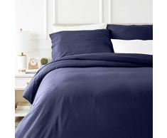 AmazonBasics Parure de lit avec housse de couette en flanelle 200 x 200 cm/65 x 65 cm x 2, Bleu marine