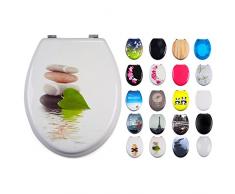 MSV 140768 abattant WC MDF lingga, INOX, Blanc Imprimé 3 Faces