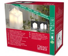 Konstsmide 1973-100 4 Bougies Cire Véritable + Interrupteur + Détecte Crépusculaire + 8 LED Blanc Chaud 1,5 V
