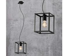 Briloner Leuchten 4020-015 1 Flamme, Lampe Suspension rÃ©tro/Vintage, Acier Noir, 1x E27, Max. 40 Watt, 170x170x1200mm (LxLxH)