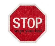 Jute Co Paillasson Imprimé & Stop, Paillasson en Coco et PVC, Rouge, 60 x 60 cm
