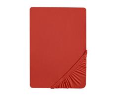 Biberna 7155/178/041, Drap housse en jersey stretch 100% coton, trÃ¨s doux et extensible, pour un lit de 140 x 200 cm Ã 160 x 200 cm, coloris rouge chili