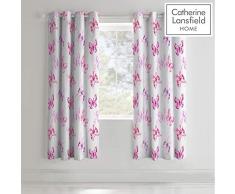 Catherine Lansfield Linge de lit Rideaux Coussin Motif Papillons Rose, Tissu, Rose, 27 x 3 x 37 cm