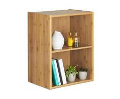Relaxdays Etagère de rangement bambou bibliothèque bureau salon salle de bain 2 niveaux HxlxP: 53,5 x 41,5 x 29,5 cm horizontal ou vertical, nature