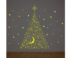 WALPLUS étoiles Arbre de Noël Phosphorescent en Sticker Mural, Vinyle, Multicolore, 7.6 x 63.5 x 5 cm