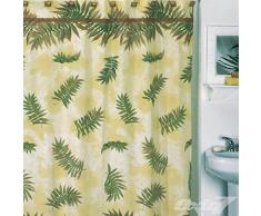 MSV 140252 Rideau de Douche Polyester Fougère 180 x 200 x 0,1 cm - 12 anneaux inclus