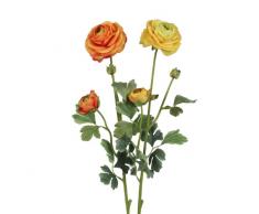 BELLAFIORA 01AMAZ021124 Fleurs Artificielles Renoncule 2 Couleur Jaune Orange 85 cm
