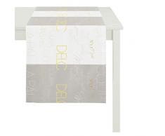 Apelt Chemin de Table, Polyester, Gris Clair/Jaune, 44Â x 140Â x 0,5Â cm