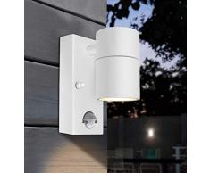 Long Life Lamp Company ZLC057 Applique murale extÃ©rieure avec dÃ©tecteur de mouvement en acier inoxydable Finition blanche