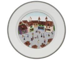 Villeroy & Boch Design Naif Assiette à dessert Village, 21 cm, Porcelaine Premium, Blanc/Multicolore