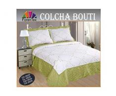 ForenTex Couvre-lit ox-2629 Couvre lit brodé Cousue avec taies pour Printemps/été/Automne Vert 270 x 260 cm + 2/50 X 70 Coussins 3Â