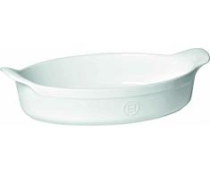 Emile Henry Eh119042 Plat à Four Ovale Céramique Blanc Farine 34,5 X 23,5 cm
