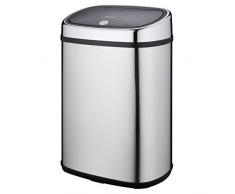 Poubelle de cuisine push 50L CITY en acier Inox avec cerclage Ouverture par simple pression