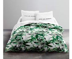 TODAY Enjoy Passiflore-Parure HC4 : Housse de Couette 240x260 + 2 Taies dâOreiller 100% Coton, COTON-57 Fils, Vert, 240/260