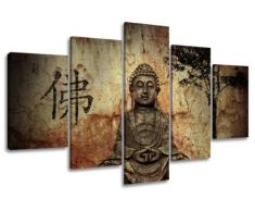 Visario 5502 Tableau sur Toile Motif Bouddha, 5 piÃ¨ces 160Â cm