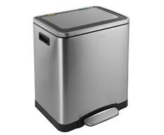 Poubelle de cuisine à pédale tri sélectif 30L (2x15L) PORTOLA en acier Inox