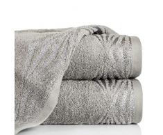 Eurofirany Lot de 6 Serviettes de Toilette en Coton avec Coutures mÃ©talliques ArgentÃ© 50 x 90 cm