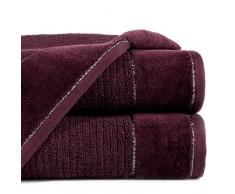 Eurofirany Lot de 3 Serviettes de Toilette en Coton avec Coutures mÃ©talliques Bordeaux 70 x 140 cm
