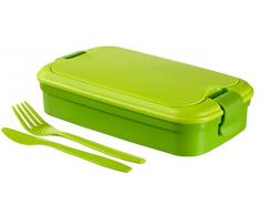 CURVER | Bento avec couverts, Vert, Lunch & Go, 13,5x23,5x6,3 cm