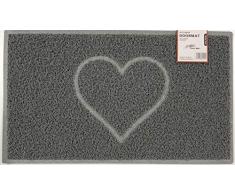 Nicoman Paillasson Lavable en Forme de CÅur-(Utiliser Uniquement à lextérieur), Petit (60x40cm), Gris