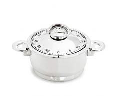 ADE TD1608 Minuterie de Cuisine mécaniquement, Plastique, Argent, 7 x 6 x 3 cm