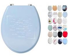 MSV Abattant WC, Bois, Bleu, 42.5Â x 36.5Â x 3Â cm, 68Â piÃ¨ces