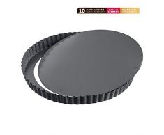 Kaiser 2300637402 Moule à Tarte aux Fruits/Quiche, Acier, Noir, 24 cm