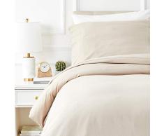 AmazonBasics Parure de lit avec housse de couette en flanelle 140 x 200 cm/65 x 65 cm x 1, Blanc