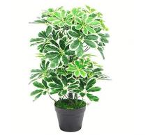 Arbre Parapluie Artificiel Schefflera Arboricola avec Pot en Plastique Noir 55 cm, Buisson LÃ©ger de 55 cm., 55cm Light Bush