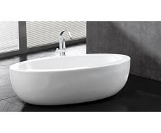 MobilierMoss 1413265 Basilia Baignoire ilot au design ovale Blanc 186 x 89 x 57,5 cm