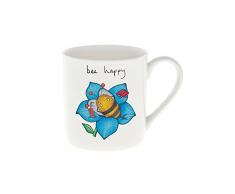 Cockadoodle Hand Drawn Bee Happy Tasse en Porcelaine Anglaise