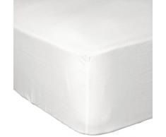 HOME LINGE PASSION Drap Housse 57 Fils, Coton, Blanc, 90x190 cm