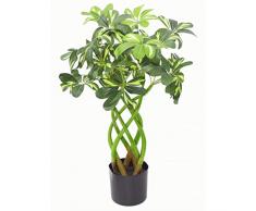 Feuille de 70 cm Arboricola Moderne pour Plantes artificielles en Pot Noir, bonsaï