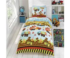 Construction en Parure De Lit Simple Motif Camions De Machines