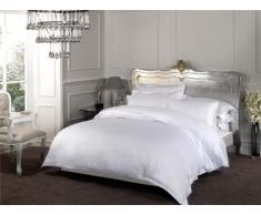 Dorchester 100% Coton Percale Parure de lit en Lin 1000Â Fils Drap Plat, Blanc, King