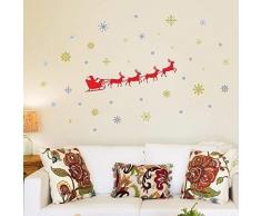 Wallflexi Stickers muraux DÃ©corations de NoÃ«l traÃ®neau du pÃ¨re NoÃ«l Stickers muraux Salon Enfants Chambre denfant Ã©cole Restaurant CafÃ© HÃ´tel Home Office DÃ©cor, Multicolore