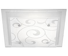 Globo 48062-2 plafonnier métal blanc, verre satiné, avec décoration - lxlxh: 335x335x80-2x60w e27