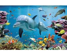 1art1 Dauphins Poster - OcÃ©an Tropique EnchantÃ© (91 x 61 cm)
