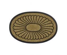 Relaxdays Paillasson Fibres de Coco Oval 1,5 x 60 x 90 cm Tapis de Sol antidÃ©rapant Motif Fleur, Nature, 80 x 150 cm