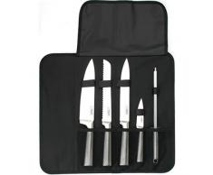 Jean Dubost CrÃ©ations DK016250X01023 Sacoche avec 4 Couteaux Cuisine/Fusil Ã aiguiser, Acier, INOX, 38 x 14 x 5 cm