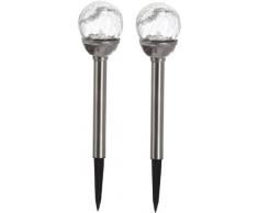 Best Season 477-37 Lampe de jardin LED à énergie solaire Argent 39 x 8 cm Lot de 2