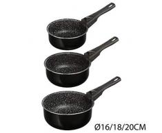 JJA 135112 Set 3 CASSEROLES 16/18/20CM Pierre + POIGNEES Amovibles, Autre