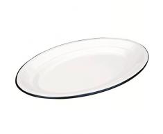 Ibili 903930 Plat Ovale en acier émaillé vitrifié Blanche 30x20 cm